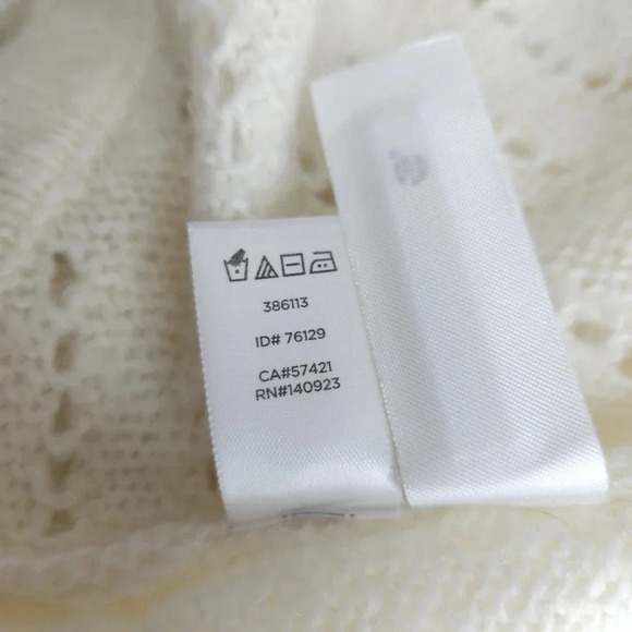 Lou & Grey Cardigan Sweater Ivory Wool Long Sleeve Open Knit - Picture 7 of 7